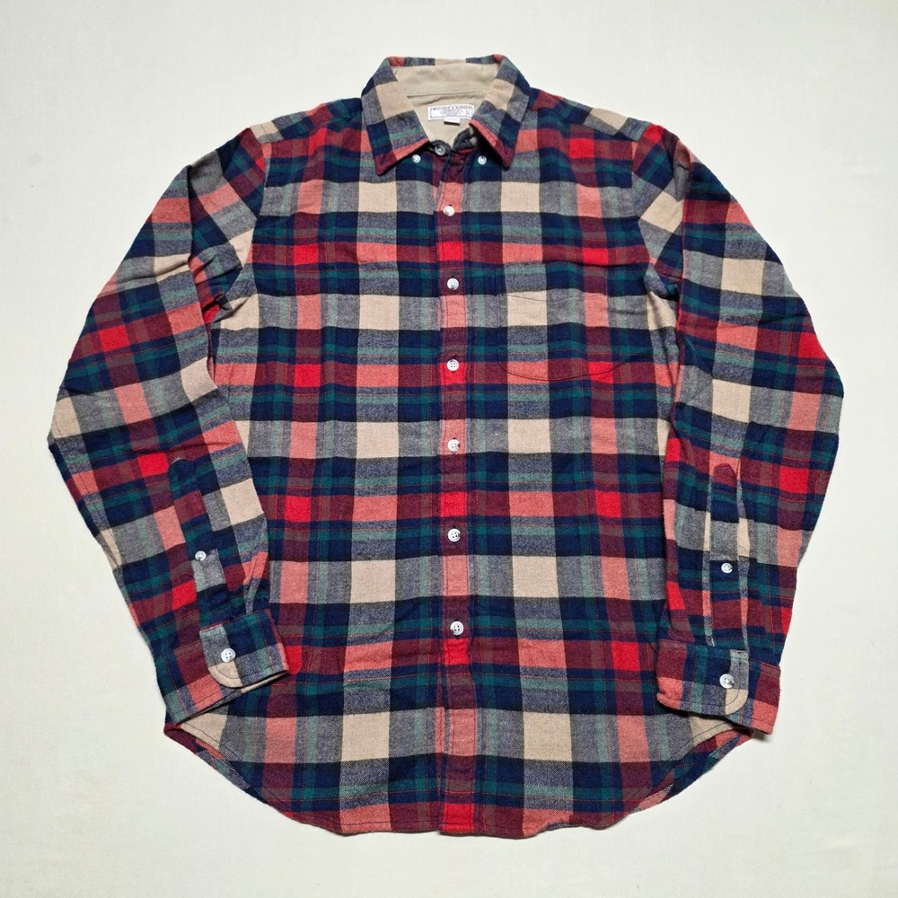 Wallace & Barnes Mens Wool Blend Flannel Plaid Button Down Shirt Small Reg Fit
